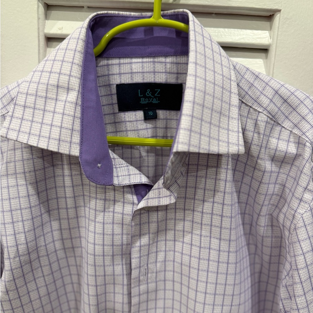 Kids Purple Checkered Button Down Shirt